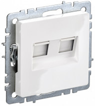 BRITE Розетка компьютерная двойная кат.5E RJ45 РК10-2-БрБ белый IEK, BR-K20-1-K01