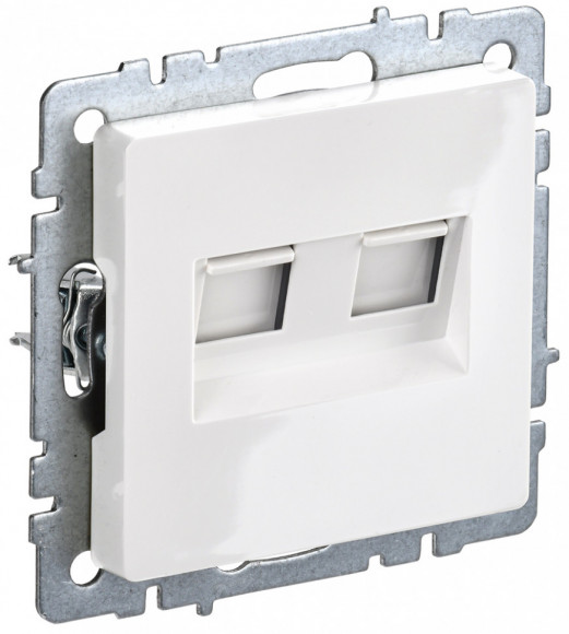 IEK BRITE Розетка компьютерная двойная кат.5E RJ45 РК10-2-БрБ белый IEK, BR-K20-1-K01