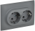 IEK SKANDY Розетка 2-местная с заземлением с защитными шторками 16А в сборе SK-R07Gr серый , SK-R24-16-K03-F