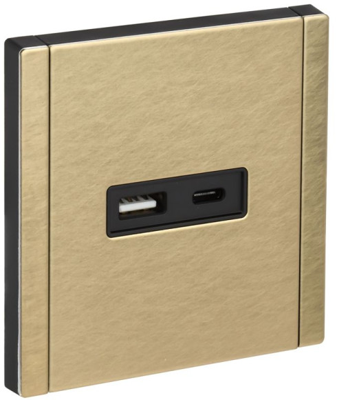 IEK FORTE&PIANO Розетка USB A+C 18Вт FP651M металл шампань IEK, FP-U22-018-M-K37