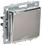 BRITE Розетка 1-местная с заземлением с защитными шторками и крышкой 16А IP44 РСбш10-3-44-БрГН металл хром/никель IEK, BR-R16-16-44-M-K23