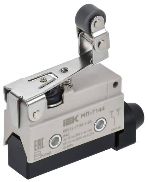 IEK Микропереключатель концевой МП-7144 укороченный рычаг с регулируемым роликом IP40 IEK, KKV12-7144-1-64