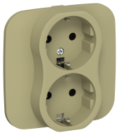 FLITE Розетка 2-местная с заземлением без защитных шторок безвинтовое крепление 16А РС12-1-А-ФлО оливковый IEK, FI-R21A-16-1-K26