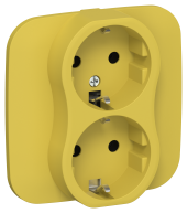 FLITE Розетка 2-местная с заземлением без защитных шторок 16А РС12-0-А-ФлЖК желтый карри IEK, FI-R21A-16-K44