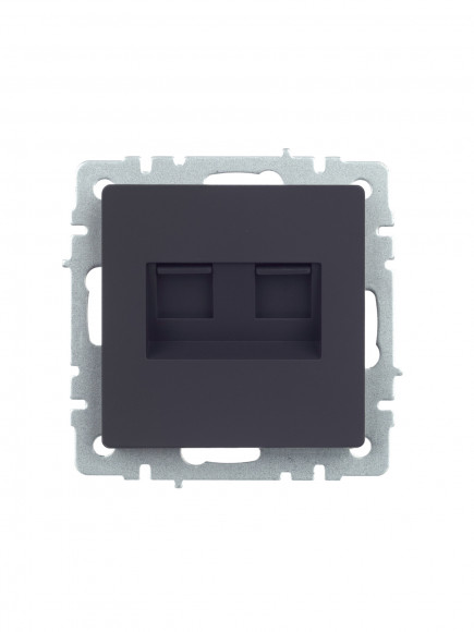 IEK BRITE Розетка компьютерная двойная RJ45 кат.5E РК10-2-БрГ графит IEK, BR-K20-1-K53
