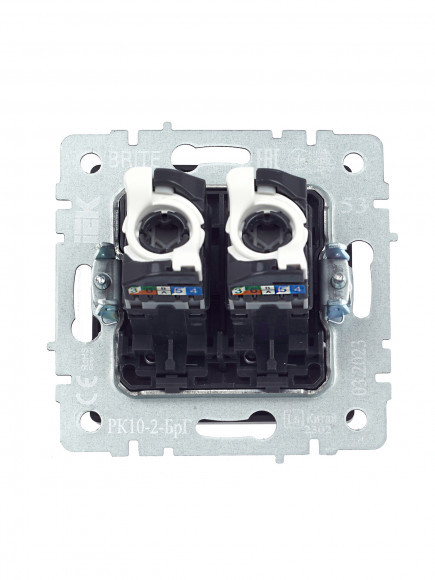 IEK BRITE Розетка компьютерная двойная RJ45 кат.5E РК10-2-БрГ графит IEK, BR-K20-1-K53