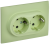 IEK SKANDY Розетка 2-местная с заземлением с защитными шторками 16А в сборе SK-R07G мятный , SK-R24-16-K06-F