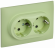 IEK SKANDY Розетка 2-местная с заземлением с защитными шторками 16А в сборе SK-R07G мятный , SK-R24-16-K06-F