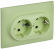 IEK SKANDY Розетка 2-местная с заземлением с защитными шторками 16А в сборе SK-R07G мятный , SK-R24-16-K06-F