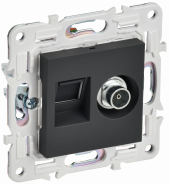 SKANDY Розетка двойная TV+RJ45 кат.6 SK-A15G графит , SK-AK20-2-K53