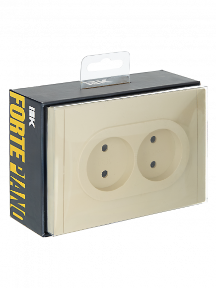 IEK FORTE&PIANO Розетка 2-местная без заземления без защитных шторок безвинтовое крепление 10А FP426 ваниль , FP-R20-10-1-K10