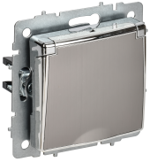 BRITE Розетка 1-местная с заземлением с защитными шторками и крышкой 16А IP20 РСбш10-3-БрГН металл хром/никель IEK, BR-R16-16-M-K23