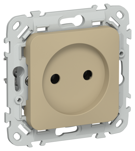 IEK FLITE Розетка без заземления без защитных шторок безвинтовое крепление 10А РС01-1-ФлХ хаки IEK, FI-R10-10-1-K59