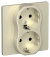 IEK FLITE Розетка 2-местная с заземлением без защитных шторок безвинтовое крепление 16А РС12-1-К-ФлШ шампань IEK, FI-R21C-16-1-K37