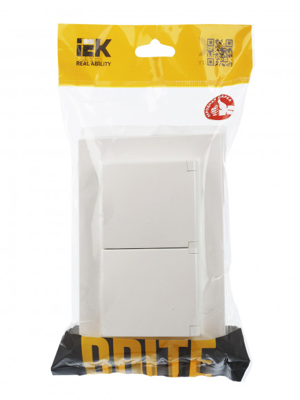 IEK BRITE Розетка 2-местная с заземлением с защитными шторками и крышкой 16А в сборе IP44 РСбш12-3-44-БрЖ жемчуг , BR-R26-16-44-K36-F