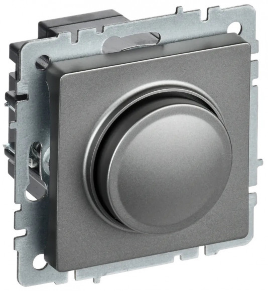 IEK BRITE Светорегулятор поворотно-нажимной 600Вт СС10-1-0-БрС сталь IEK, BR-D20-0600-K46