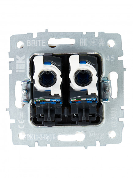 IEK BRITE Розетка компьютерная двойная RJ45 кат.6 РК11-2-БрТБ темная бронза , BR-K20-2-K45