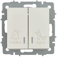 BRITE Выключатель 2-клавишный с индикацией для отелей 10А ВС10-2-9-БрЖ жемчуг , BR-V20-2-10-K36