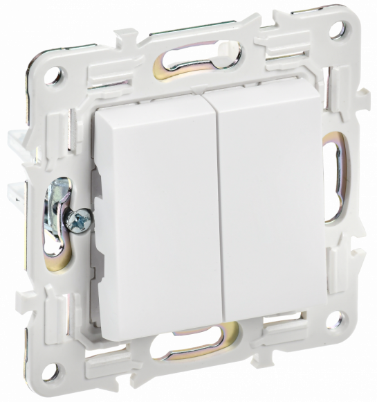IEK SKANDY Выключатель 2-клавишный проходной 10А SK-V05W арктический белый , SK-V22-0-10-K01