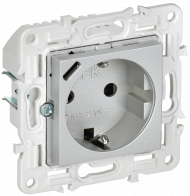 SKANDY Розетка с заземлением с защитными шторками 16А с USB C 18Вт SK-R17S серебряный , SK-R14-16-U14-018-K23