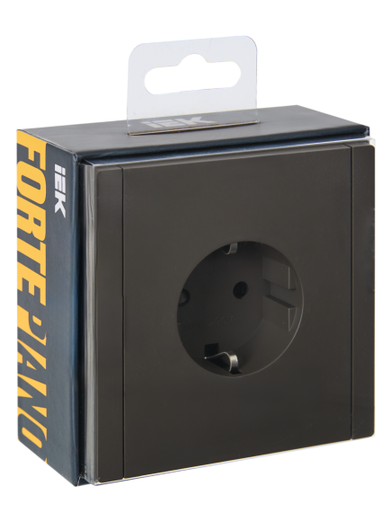 IEK FORTE&PIANO Розетка 1-местная с заземлением с защитными шторками винтовое крепление 16А FP315 серый , FP-R14-16-K03