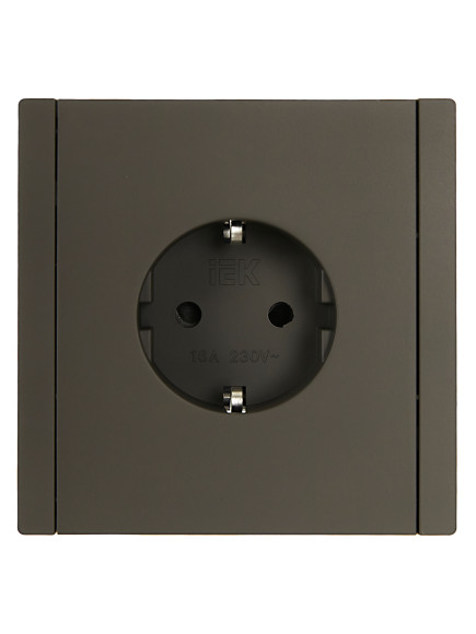 IEK FORTE&PIANO Розетка 1-местная с заземлением с защитными шторками винтовое крепление 16А FP315 серый , FP-R14-16-K03