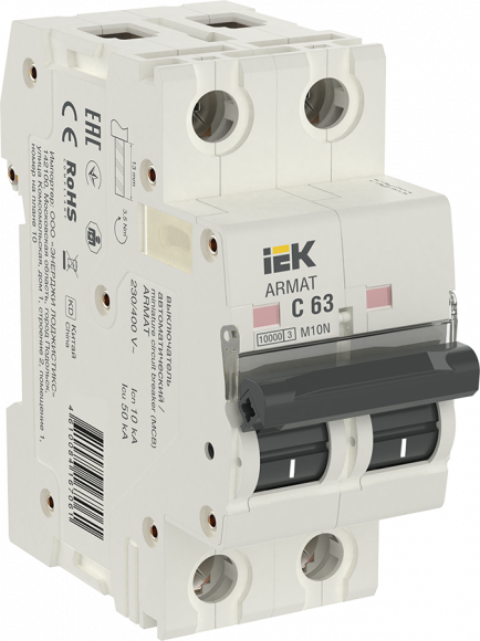 IEK ARMAT Автоматический выключатель M10N 2P C 63А IEK, AR-M10N-2-C063