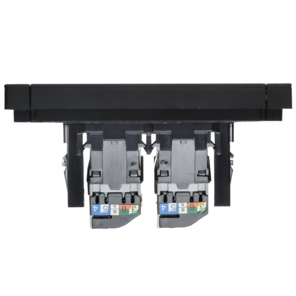IEK FORTE&PIANO Розетка компьютерная двойная RJ45 кат.5E FP133M металл черный IEK, FP-K20-1-M-K02