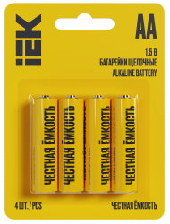 Батарейка щелочная Alkaline LR06/AA (4шт/блистер) IEK, ABT-LR06-OP-L04