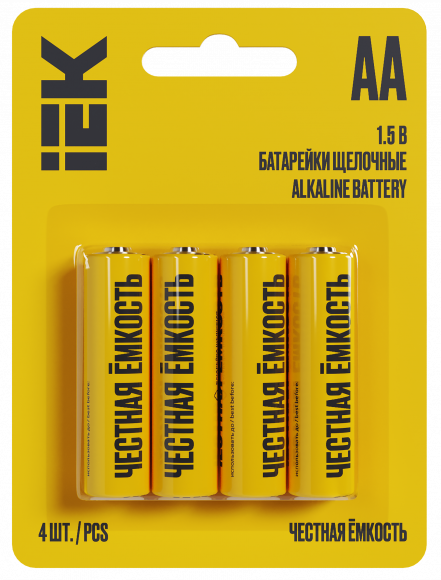 IEK Батарейка щелочная Alkaline LR06/AA (4шт/блистер) IEK, ABT-LR06-OP-L04