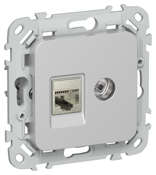 IEK FLITE Розетка 2-местная RJ45/TV категория 6 STP РКТВ6-2-1-ФлА алюминий IEK, FI-AK21-2-K47 IEK FLITE Розетка 2-местная RJ45/TV категория 6 STP РКТВ6-2-1-ФлА алюминий IEK, FI-AK21-2-K47