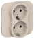 IEK FLITE Розетка 2-местная с заземлением без защитных шторок безвинтовое крепление 16А РС12-1-А-ФлЛ льняной IEK, FI-R21A-16-1-K88