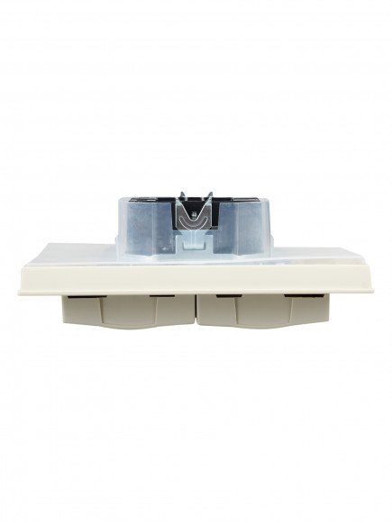 IEK BRITE Розетка 2-местная с заземлением с защитными шторками и крышкой 16А в сборе IP44 РСбш12-3-44-БрКр бежевый , BR-R26-16-44-K10-F