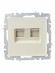 IEK BRITE Розетка компьютерная двойная RJ45 кат.5E РК10-2-БрКр бежевый , BR-K20-1-K10