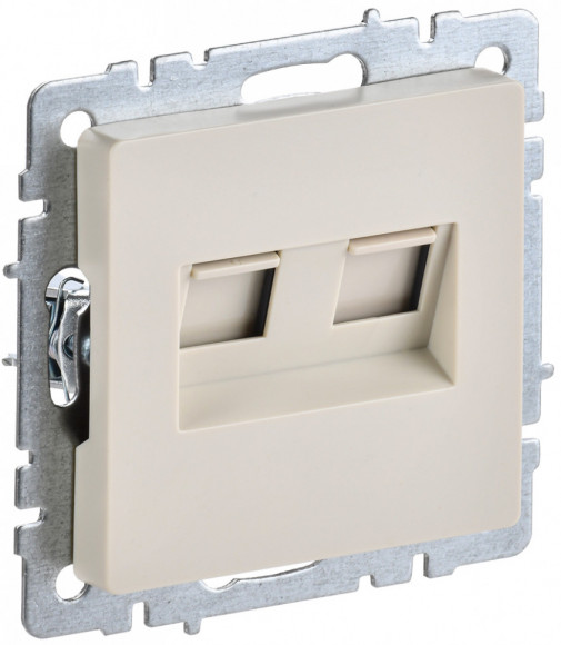 IEK BRITE Розетка компьютерная двойная RJ45 кат.5E РК10-2-БрКр бежевый IEK, BR-K20-1-K10