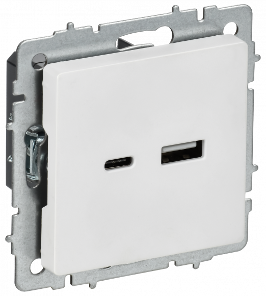 IEK BRITE Розетка USB A+C 18Вт РЮ11-1-БрАБ арктический белый , BR-U22-018-K91