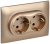 IEK SKANDY Розетка 2-местная с заземлением с защитными шторками 16А в сборе SK-R07Sa песочный , SK-R24-16-K98-F