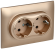 IEK SKANDY Розетка 2-местная с заземлением с защитными шторками 16А в сборе SK-R07Sa песочный , SK-R24-16-K98-F