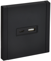 FORTE&PIANO Розетка USB A+C 3,1А FP150M металл черный IEK, FP-U22-D31-M-K02