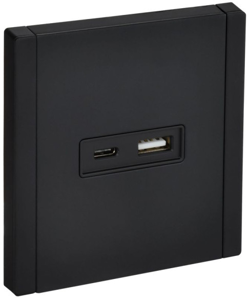 IEK FORTE&PIANO Розетка USB A+C 3,1А FP150M металл черный IEK, FP-U22-D31-M-K02