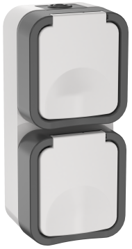 TORS Розетка 2-местная вертикальная 16А IP55 TS232 серо-белый IEK, TS-R26-16-55-V-K41