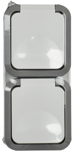 IEK TORS Розетка 2-местная вертикальная 16А IP55 TS232 серо-белый IEK, TS-R26-16-55-V-K41