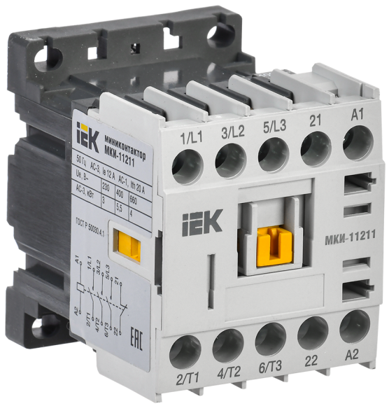IEK Миниконтактор МКИ-11211 12А 400В/АС3 1NC IEK, KMM11-012-400-01