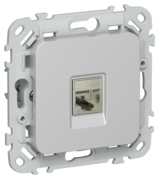 IEK FLITE Розетка компьютерная RJ45 категория 6 STP РК6-1-1-ФлА алюминий IEK, FI-K11-2-K47