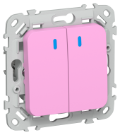 FLITE Выключатель 2-клавишный с индикацией 10А ВС12-1-1-ФлПр пурпурный IEK, FI-V20-1-10-1-K99