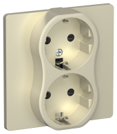 FLITE Розетка 2-местная с заземлением с защитными шторками безвинтовое крепление 16А РСш12-1-К-ФлШ шампань IEK, FI-R24C-16-1-K37