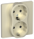 IEK FLITE Розетка 2-местная с заземлением с защитными шторками безвинтовое крепление 16А РСш12-1-К-ФлШ шампань IEK, FI-R24C-16-1-K37