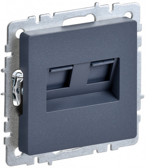 IEK BRITE Розетка компьютерная двойная RJ45 кат.5E РК10-2-БрМ маренго IEK, BR-K20-1-K35
