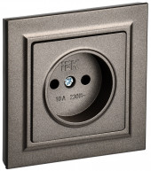 BRITE Розетка 1-местная без заземления без защитных шторок 10А в сб. РСР10-1-0-БрТБ темная бронза , BR-R10-10-K45-F