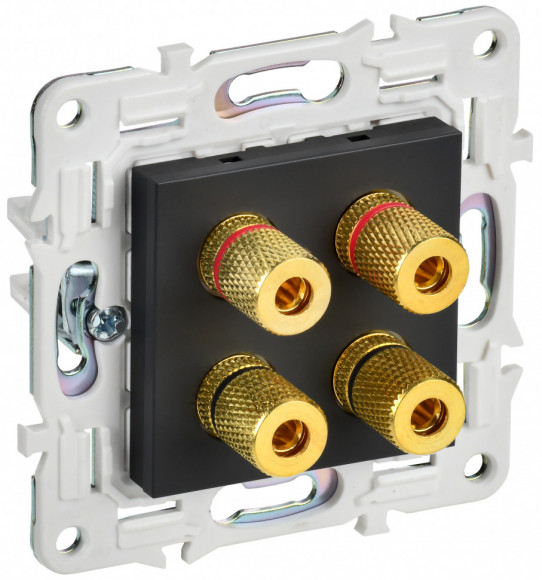 IEK SKANDY Аудиорозетка 4-местная SK-A01Bl черный IEK, SK-S40-K02